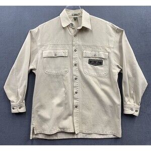VTG 90s Exclusive PACO Club Jeans Shirt Jacket Large Beige Hip Hop Long Denim